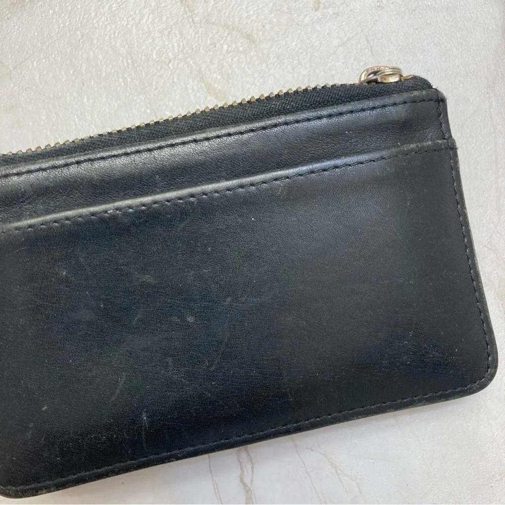 Coach black leather vintage keyring cardholder